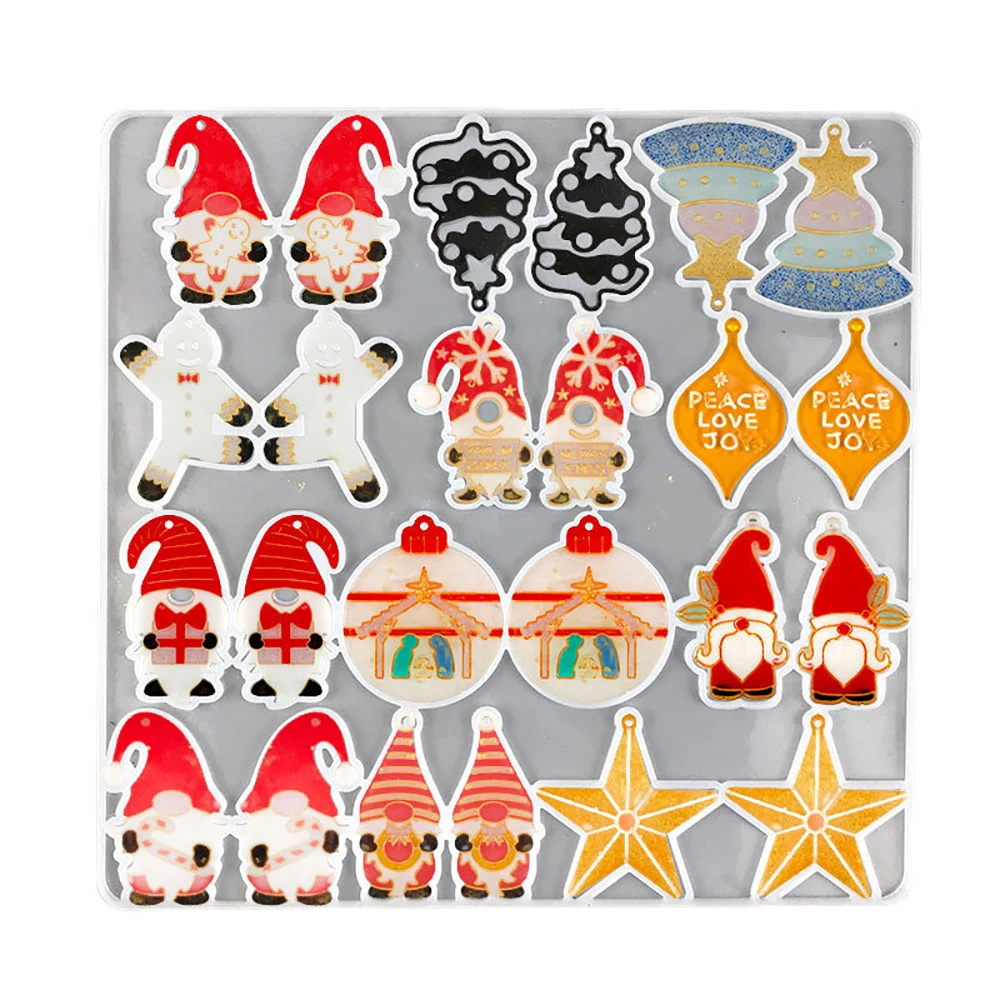 

Christmas Earrings Epoxy Resin Mold Ear Drop Dangler Pendants Silicone Mould DIY Crafts Jewelry Necklace Key Casting
