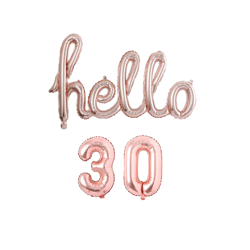 

Набор надувных шаров Hello 30, розовое золото, 10/12/15/21/25-30 лет, украшения для дня рождения, 21/30/40/50