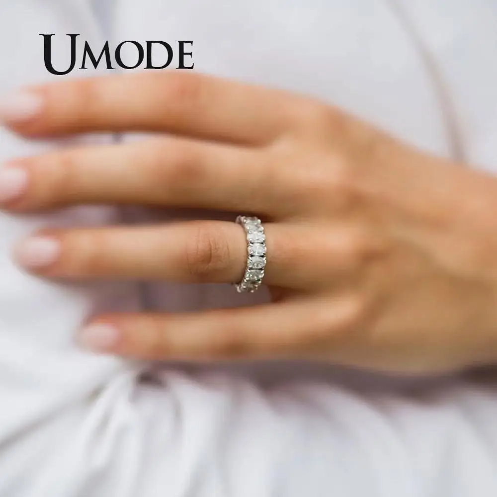 UMODE, серебряные кольца вечности для женщин, роскошные обручальные кольца с кубическим цирконием, женские кольца для пар, модные ювелирные изделия UR0580A