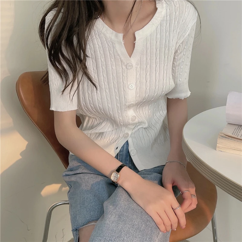 Женская Вязаная футболка 8708 # | одежда