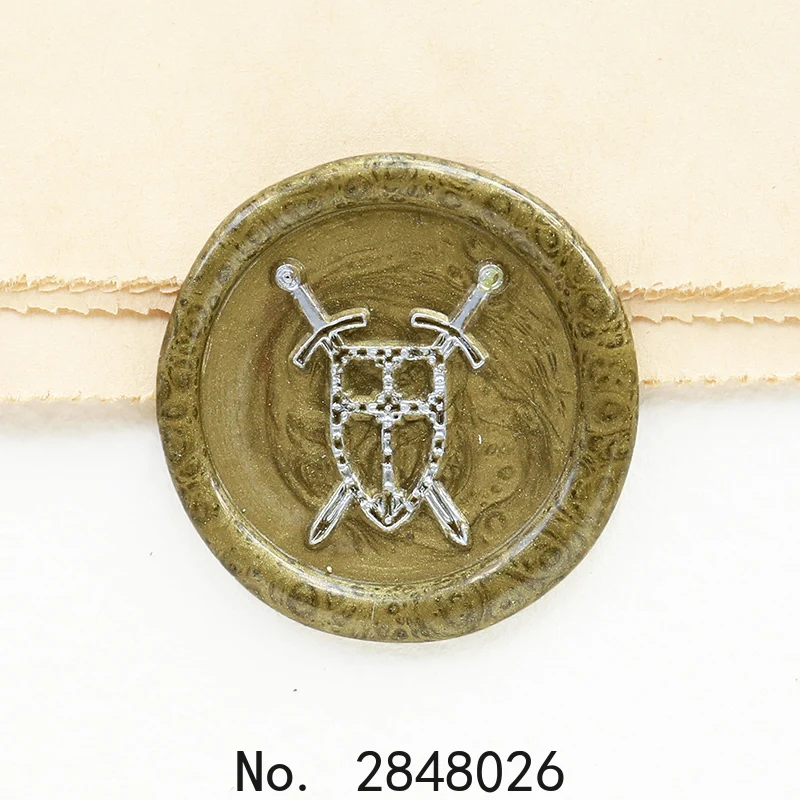 Рыцарские лезвия и щит восковая печать, Женская фотография пригласительная печать, подарок фотография, рыцарская лопастная печать