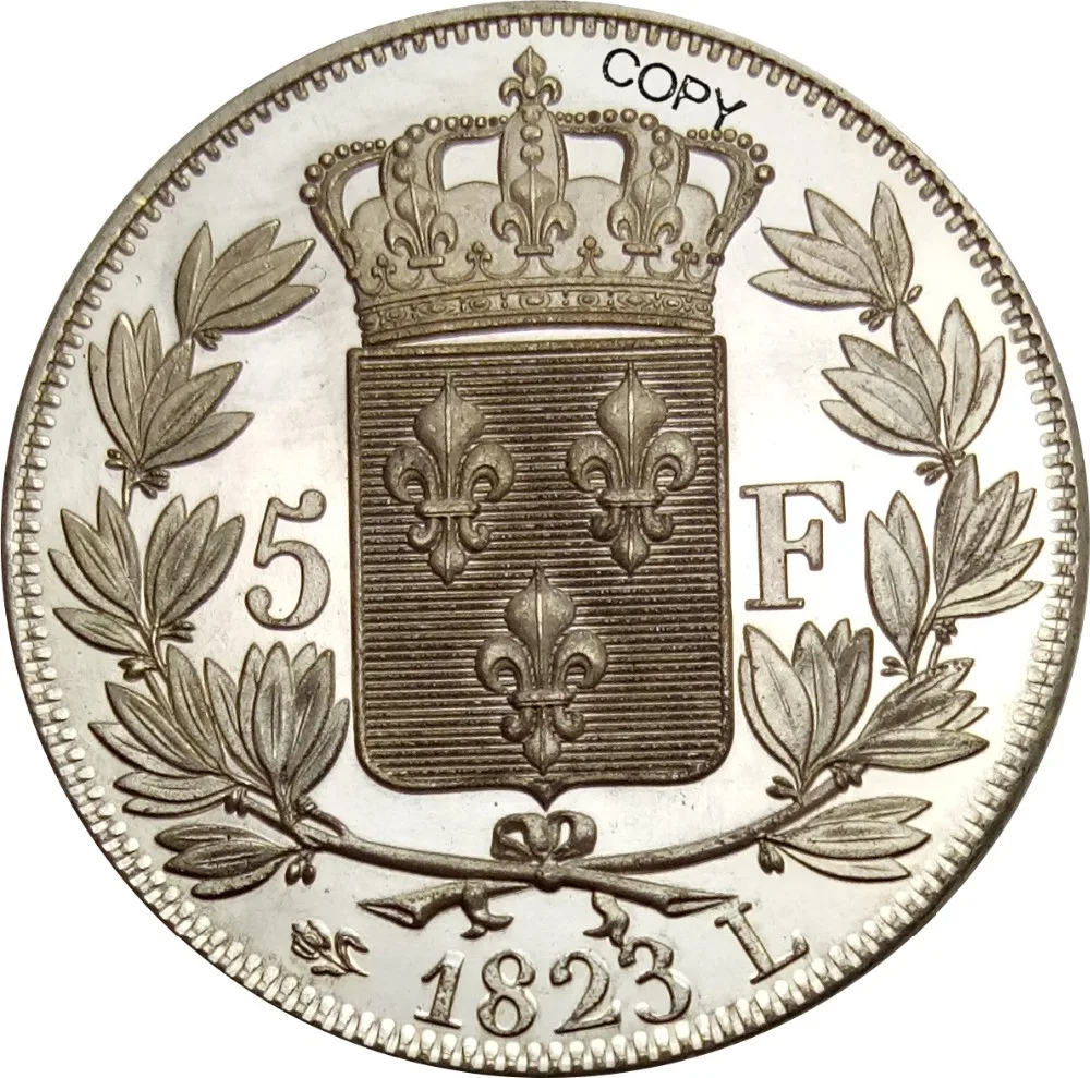 Латунные серебряные копировальные монеты с покрытием из Франции 5 франков Луис
