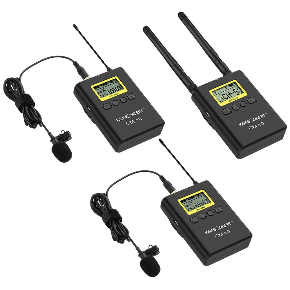 K& F концепция UHF 100M дистанционные беспроводные ПЕТЛИЧНЫЕ микрофон 100 каналов с 2 передатчиками+ 1 двухканальный приемник для CanonNikon