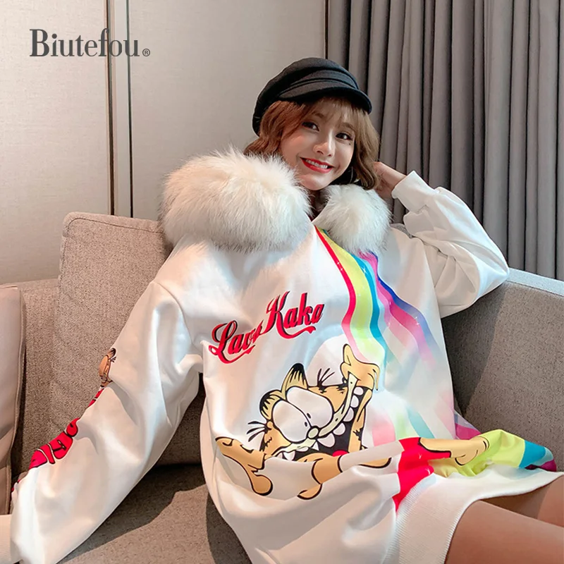 2020 весенние бархатные толстовки с капюшоном и мультяшным принтом модные женские