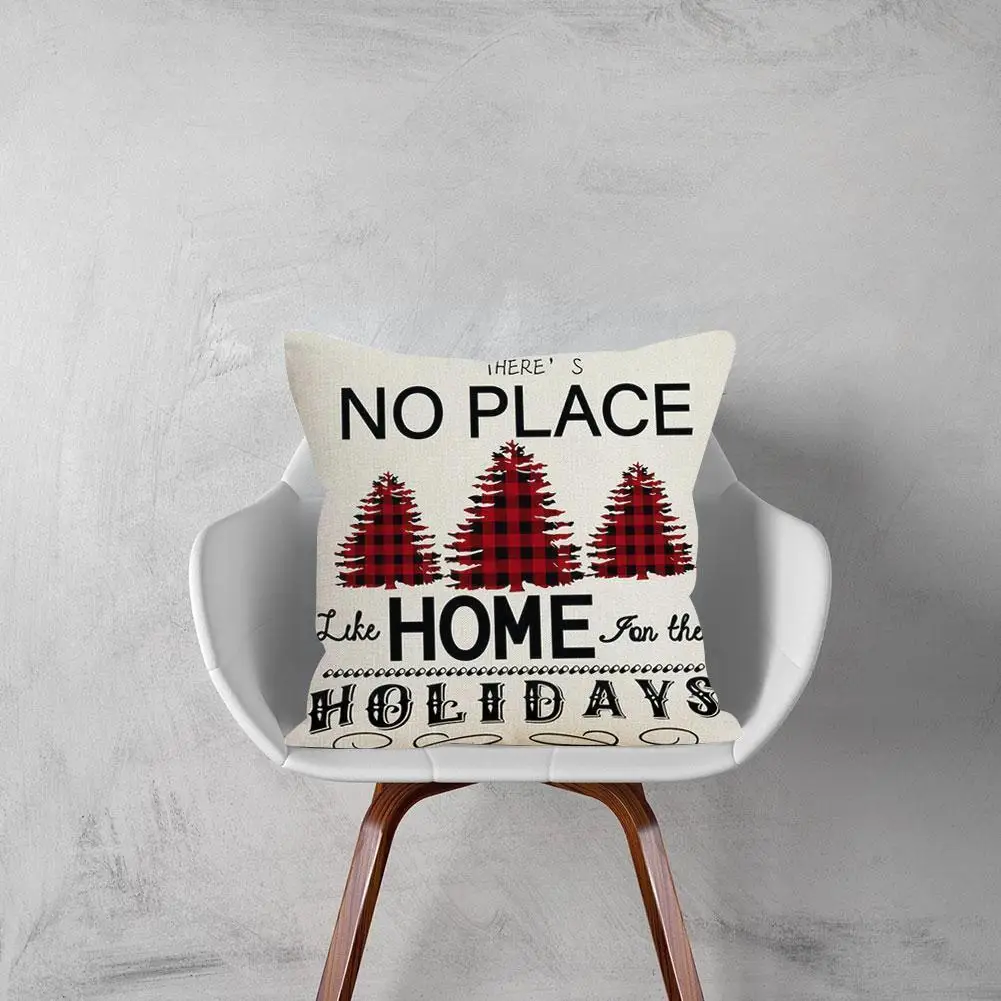 

Christmas Pillowcase Linen Single Side 45*45 Red And Black Decoration Car Decoration Cushion Pattern Pillowcase Cover Latti M8q0