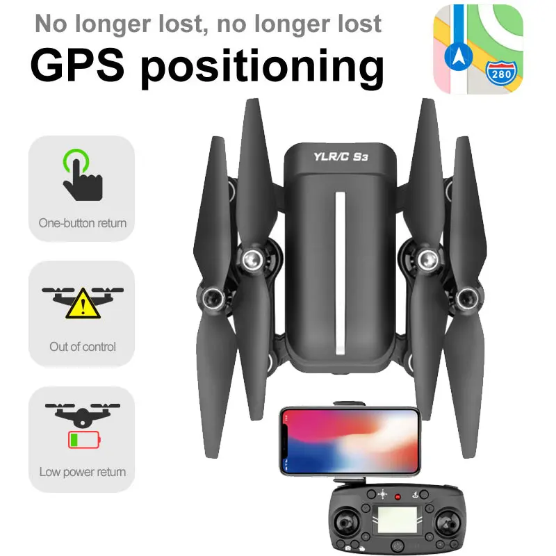 GPS Дрон с HD камерой складной Квадрокоптер функцией слежения за точкой Wi Fi FPV