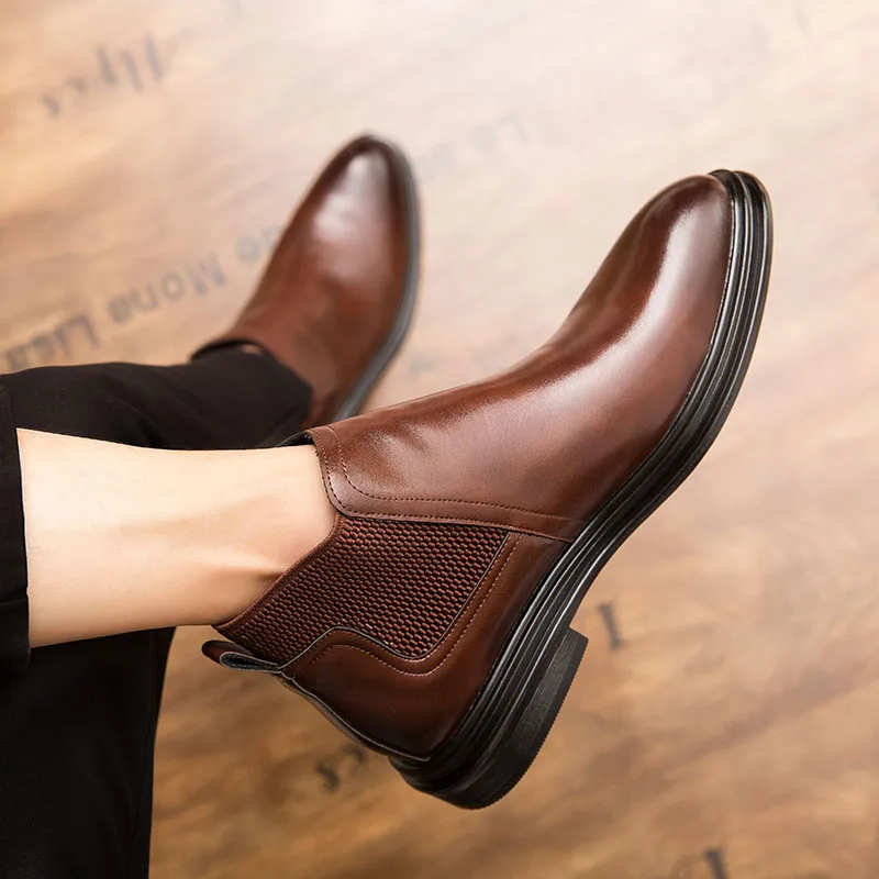 Ботинки мужские из натуральной кожи дышащие без застежки в британском стиле