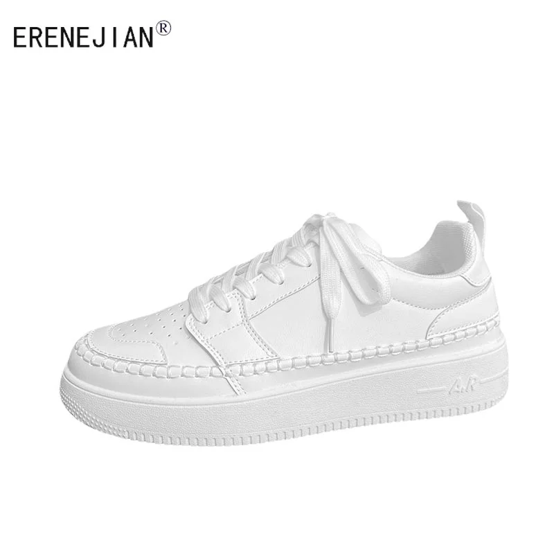 

ERENEJIAN Men's Fashion White Shoes Lace Up Student Sneakers Non Slip Footwear For Male