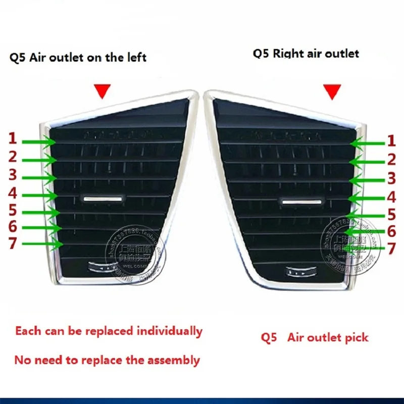 

Applicable to Audi Q5 Air-conditioningAir Outlet Paddles, Left And Right Blade Decoration, Air Outlet Shifting Grille