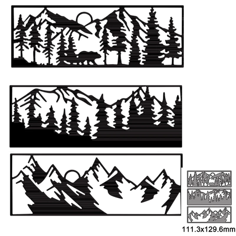 3 шт. металлические Вырубные штампы форма для вырезания горы сцена дерево