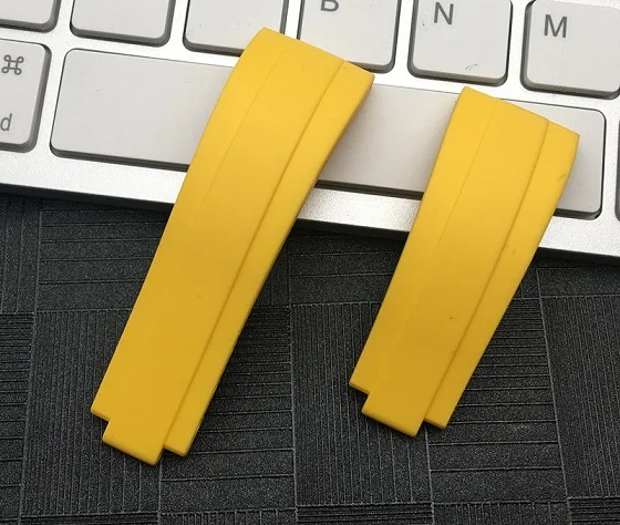 20mm yellow strap 20 мм 21 мм натуральное Силиконовое резиновое кольцо для часов наивысшего качества ремешок для ролевых ремней Submariner Daytona GMT OYSTERFLEX Часы инструменты - Цвет ремешка: 20mm yellow strap