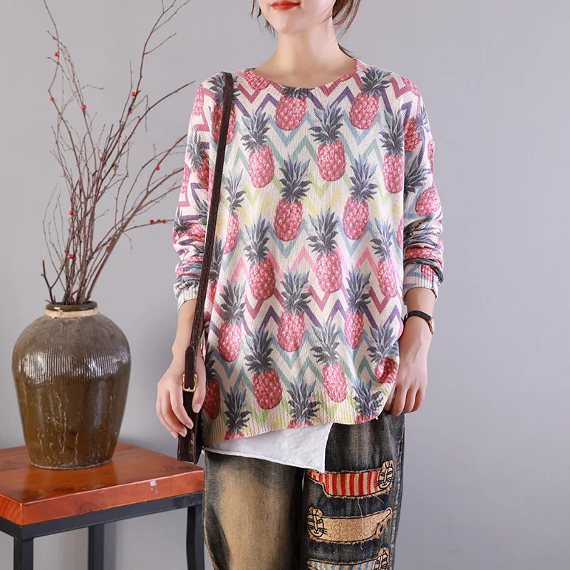 Осенний свитер женские вязаные свободные пуловеры 2019 новые модные топы с круглым