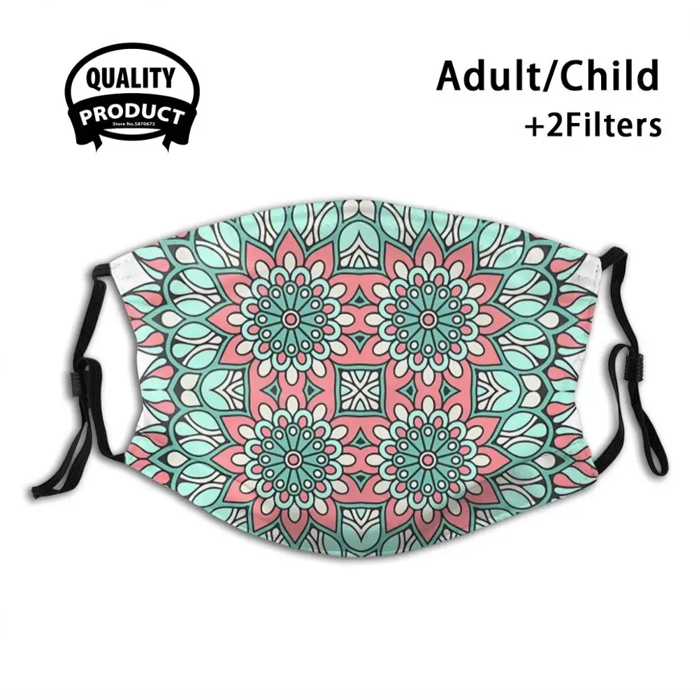

Warm Pink & Blue Mandala Reusable Mouth Mask Washable Filter Anti Dust Face Masks Mandala Mandalas Bohemian Geometric Colorful