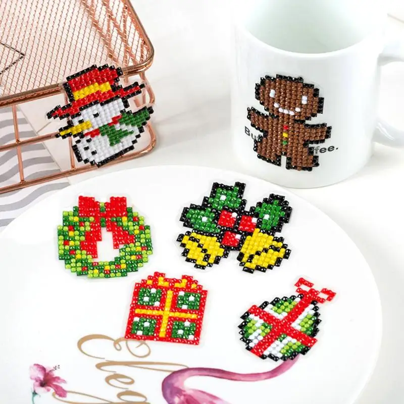 DIY детские круглые алмазные рождественские наклейки Полный Набор алмазной