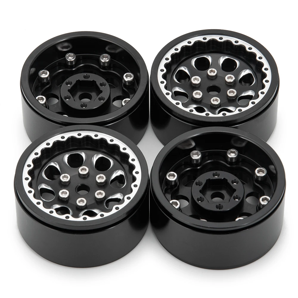 AXSPEED-bujes de llanta de rueda Beadlock de aleaci&oacute;n de aluminio negro de 1,9 pulgadas para Axial SCX10 D90 CC01 1/10 RC Crawler, piezas de coche-5