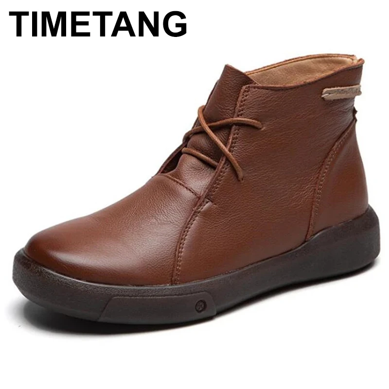 Женские ботинки на плоской подошве с плюшевой подкладкой среднем каблуке | Обувь