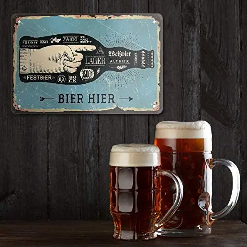 

Crapopo Beer Bar Wall Decor,8x12inch Vintage Novelty Beer Hier Tin Sign for Bar Pub Art Wall Decoration,-Bier Hier