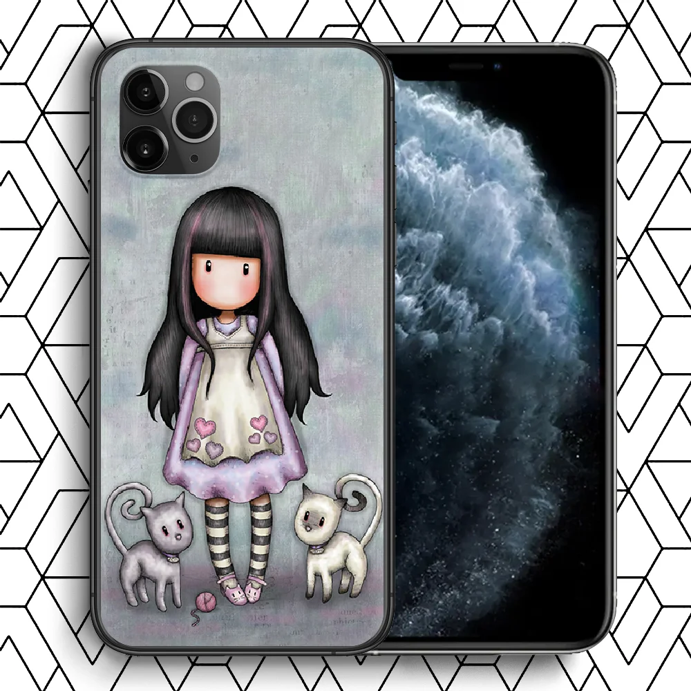 

Cartoon Lovely Santoro Gorjuss Phone Case For Iphone 4 4s 5 5S SE 5C 6 6S 7 8 Plus X XS XR 11 12 Mini Pro Max 2020 black Shell
