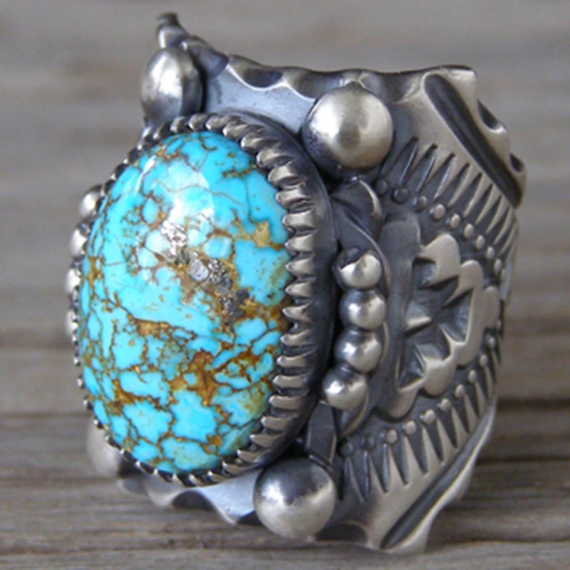 

Vintage Punk Green stone Finger Ring For Men Boho Ethnic Carved Antique Silver Color jewelry Rings Women Party Gifts