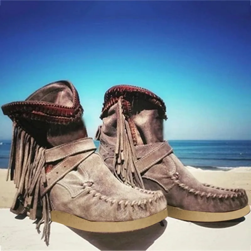 PUIMENTIUA классический кисточкой ковбойские сапоги Вестерн для Для женщин кожаные