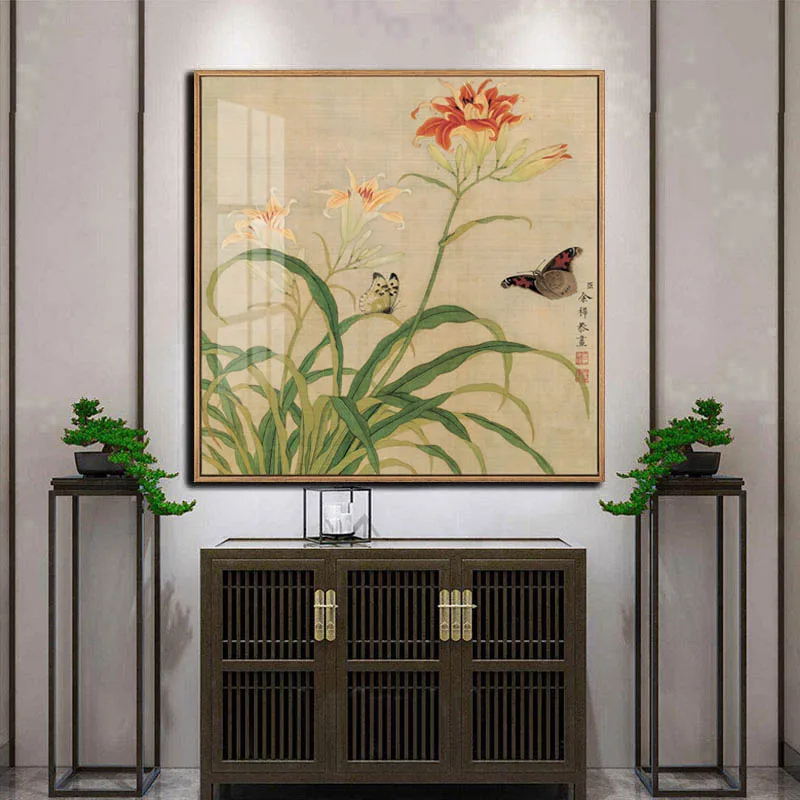 Китайские минималистичные птицы с цветами холст картина постер и принт