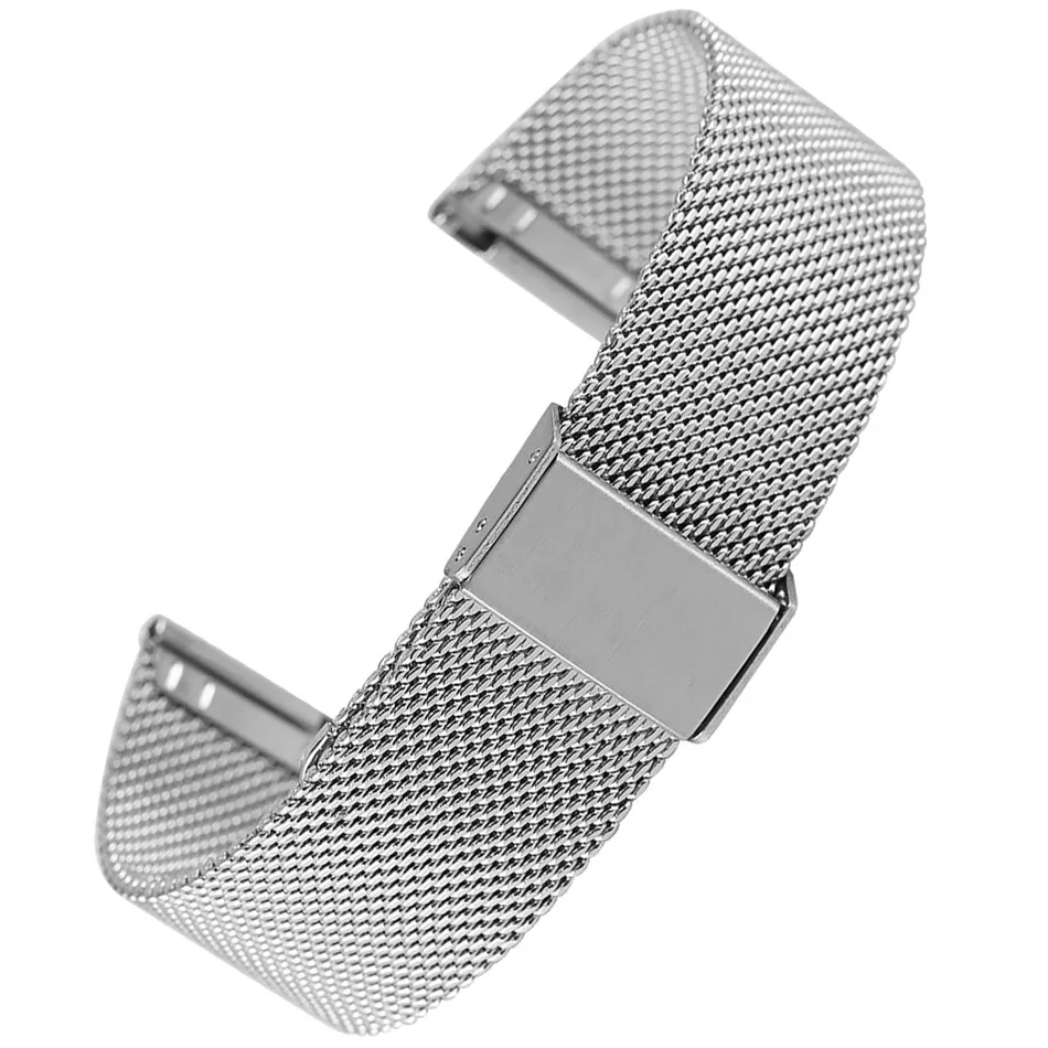 

18/20/22mm Mesh Stainless Steel Wristband High Quality Hook Buckle Watch Strap Polished Silver/Black/Gold Watch Band Replacement