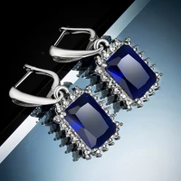 korean earings fashion jewelry 2020 mothers day gift blue zircon dangle clip on earrings for women