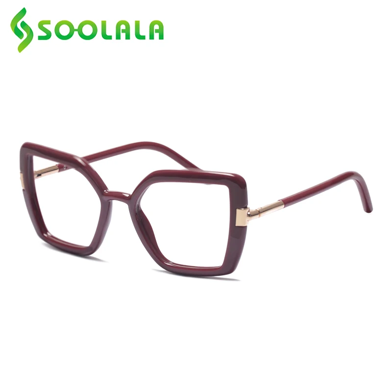 SOOLALA Square Reading Glasses Women Ladies 2021 Full Frame Reader Farsighted Presbyopic Eyeglasses With Cases 0.5 1.0 1.5 2.0