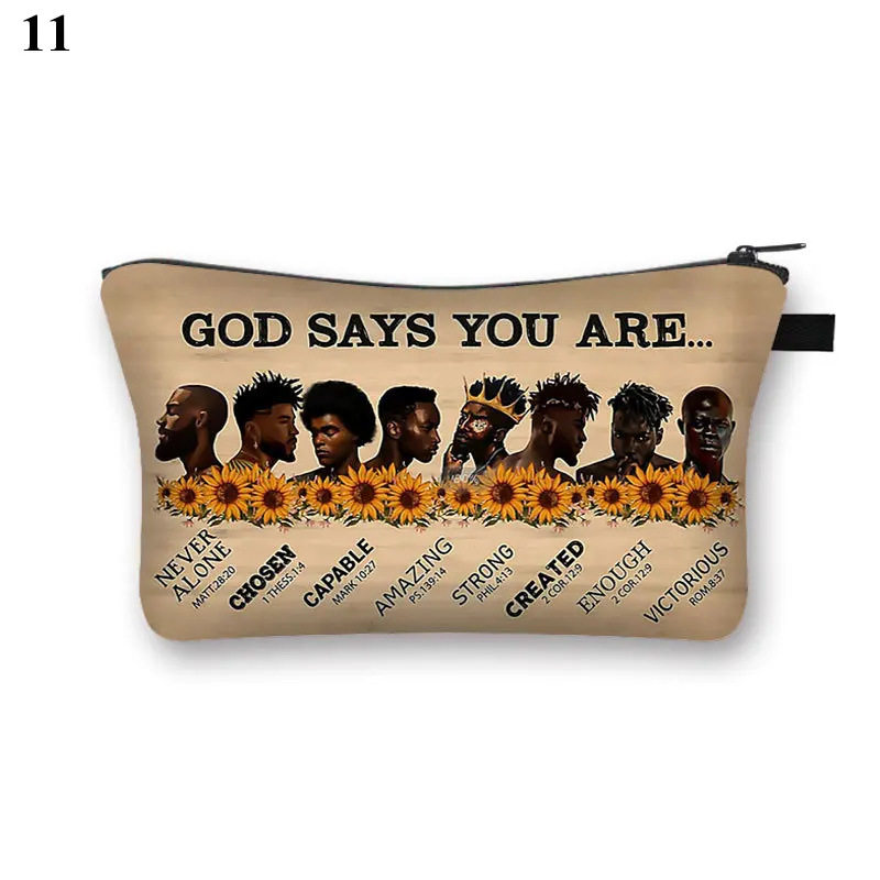 

God Says You are Cosmetic Bag Africa Latin America Women Makeup Bags Girls Travel Organizer Beauty Case Cosmetic Toiltery Bags
