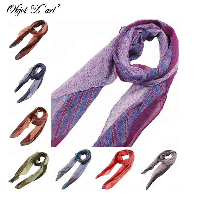 Популярные шифоновые шарфы новый дизайн винтажный шарф в синюю полоску шаль