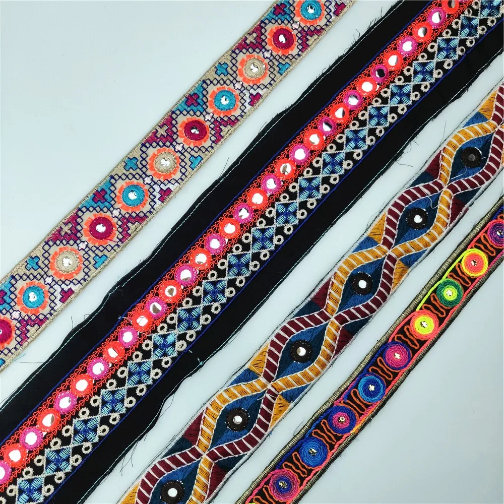 1 ярд Этническая отделка вышитая тесьма DIY Ручная работа шитье Чистая Пряжа Ленты