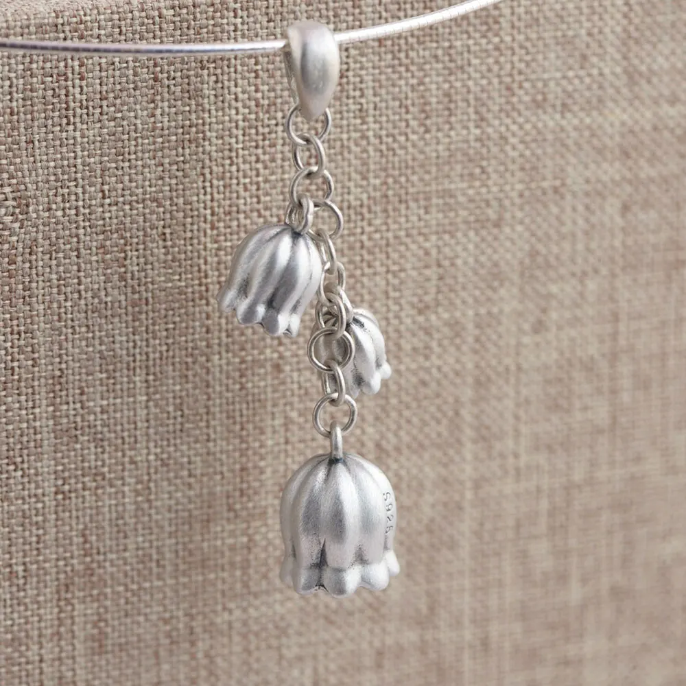 

FNJ 925 Silver Tassel Bell Pendant for Jewelry Women Original Pure S925 Sterling Silver Pendants