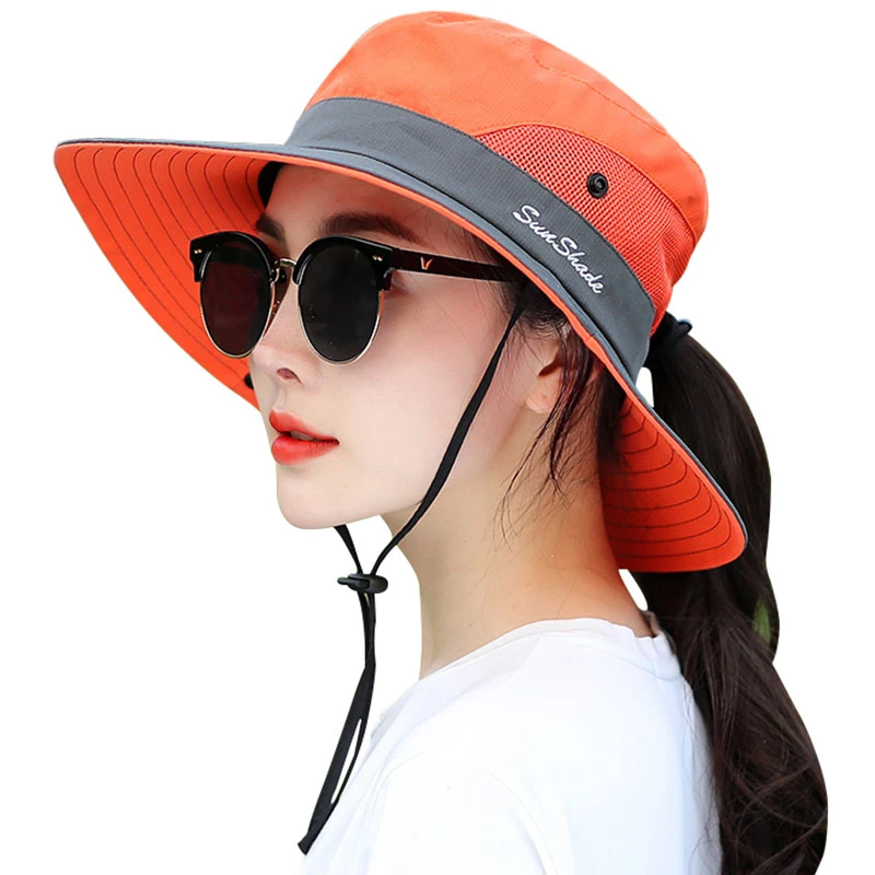 2020 Simple UPF 50+ Sun Hat Bucket Summer Men Women Fishing Boonie Hat Sun UV Protection Long Large Wide Brim Bob Hiking Outdoor