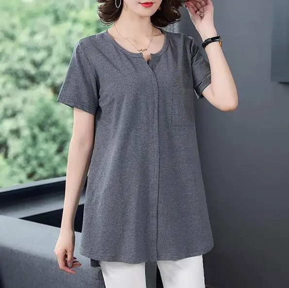 

Новый стиль, Летние Женские однотонные Топы средней длины с V-образным вырезом