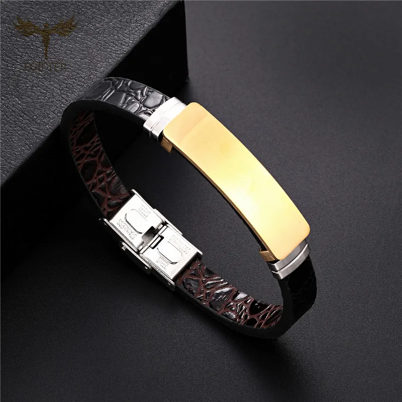 Браслет мужской из искусственной кожи и силикона с пряжкой нержавеющей стали |