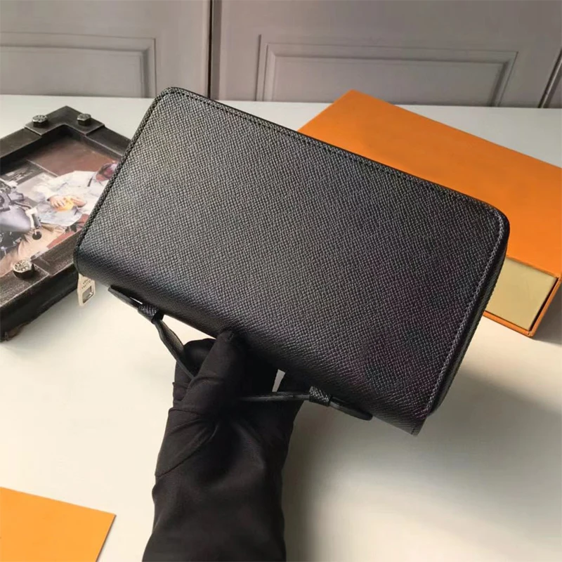 

Womens High Quality Leather Wallet Clutch Bag Cowhide Coin Purse Long Clamshell Wallet Caviar Card Bag Ball Pattern Men Handbag