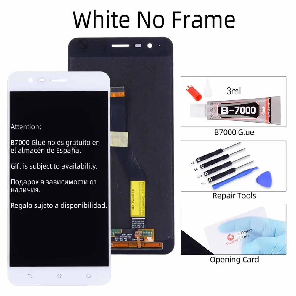 No Frame White AMOLED Дисплей для ASUS Zenfone 3 Zoom ZE553KL LCD в сборе с тачскрином 5.5" черный белый золотой - Цвет: No Frame White
