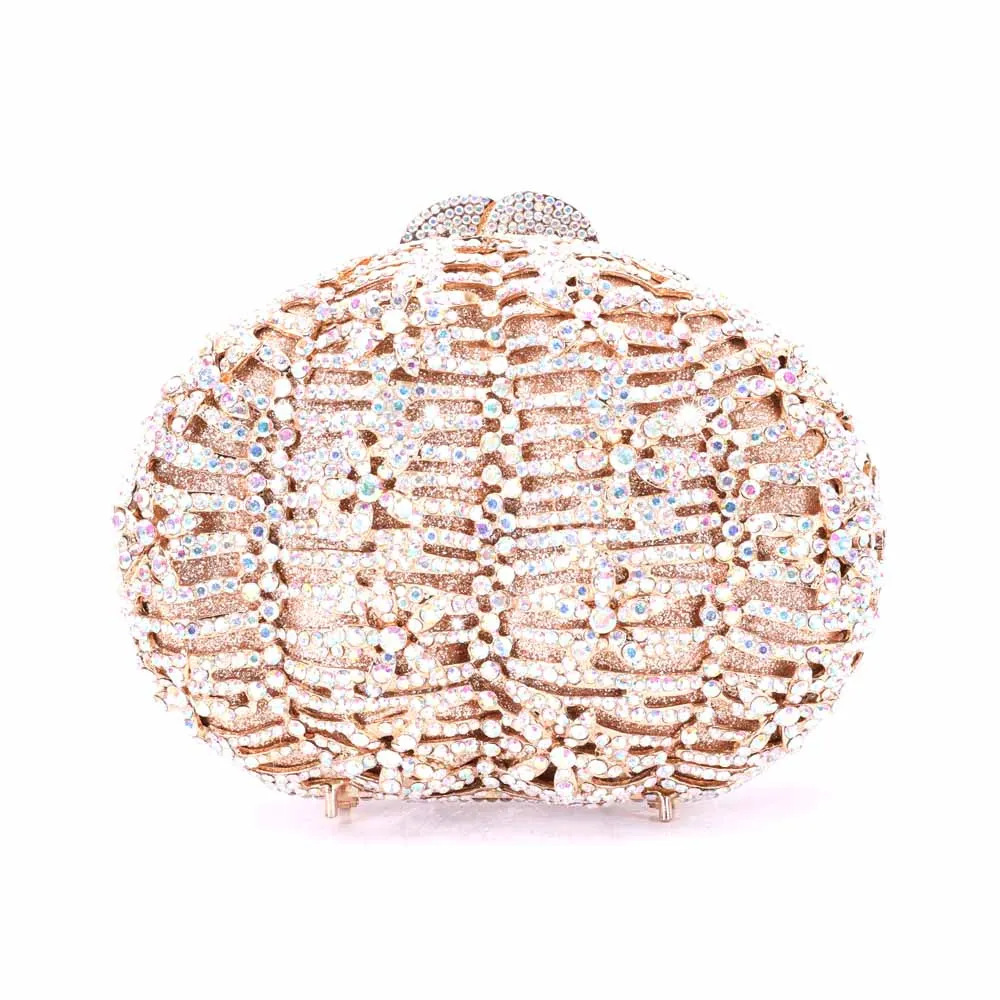 

XIYUAN Lady ab Gold/Silver Color Stones Clutch Women Crystal Evening Bags Wedding Bridal Rhinestone Handbags Party Dinner Purses