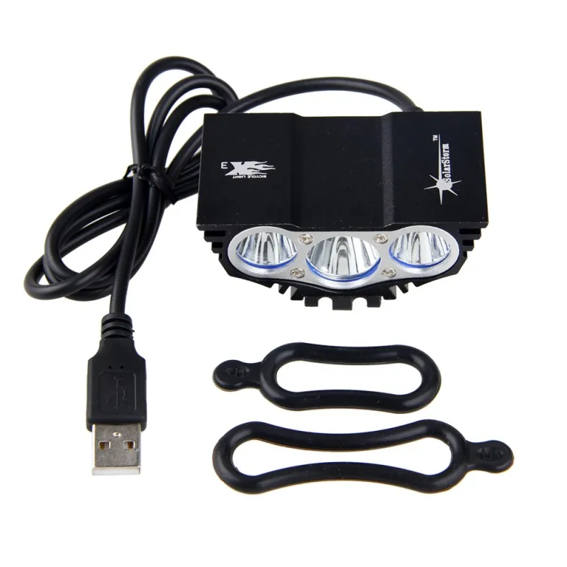 

Waterproof USB Rechargeable Bike Lights 3*T6 LED Bicycle Lamp Front Bike Torch with Battery Pack Sets+Safety Rear Light