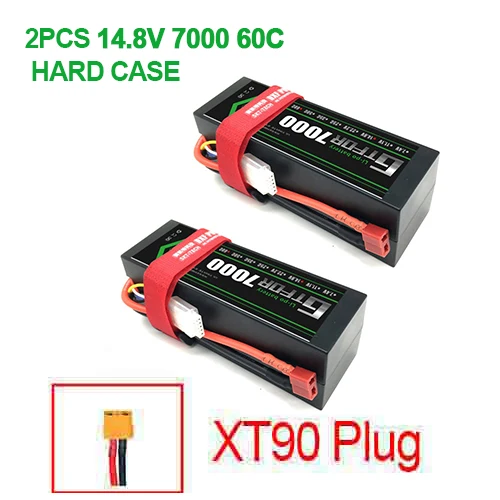 2PCS XT90 Plug DXF Батарея lipo 4S 2s 7,4 v 14,8 V 5200 мА/ч, 7000 mah литий-полимерный Батарея для RC Батарея LiPo 45c 60C для RC Buggy Crawler Monster Truck - Цвет: 2PCS XT90 Plug
