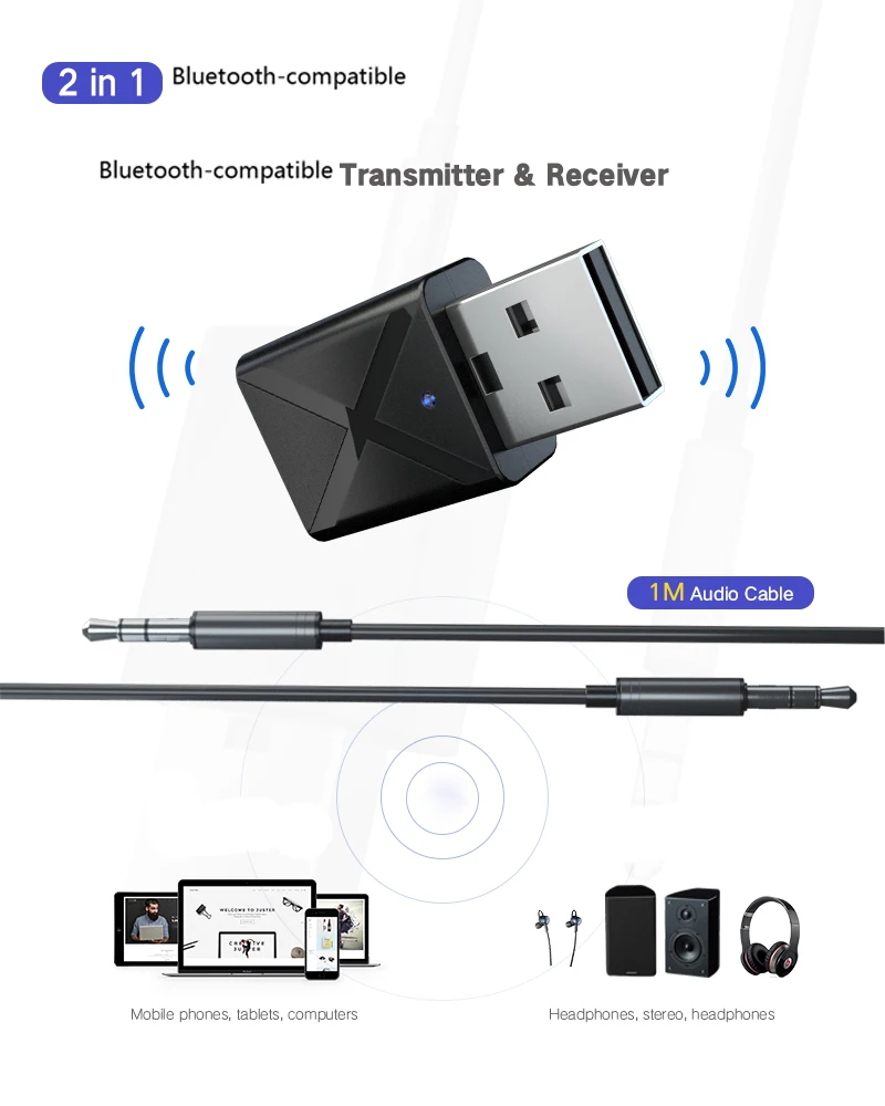Ходовой товар Bluetooth-совместимый аудиоприемник 5 0 передатчик мини стерео AUX RCA USB