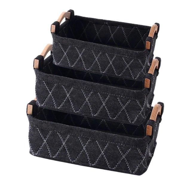 Войлочная коробка для белья хлопковая и льняная ручка Настольная корзина