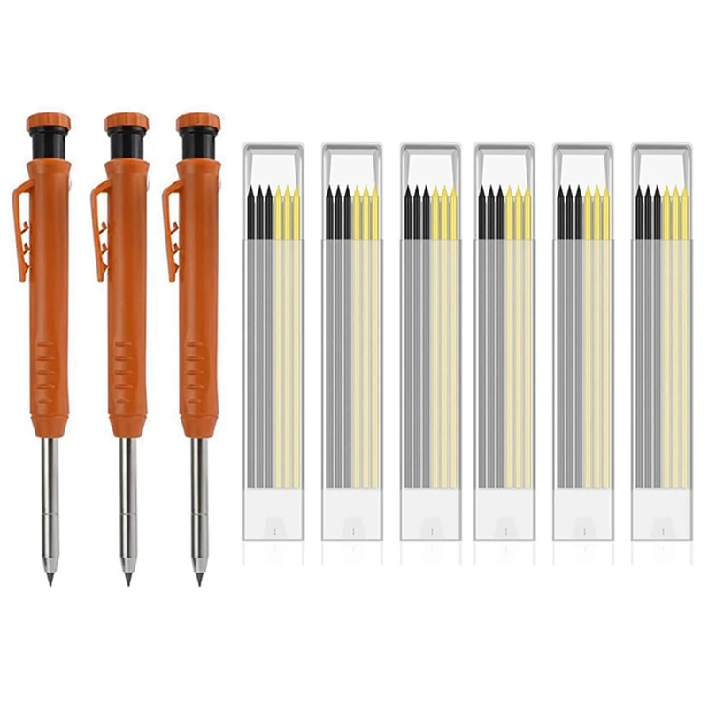 

3Pcs Carpenter Pencils, Grease Pencil and 36Pcs Refill for Wood Markers, Drawing, Scriber and Architect