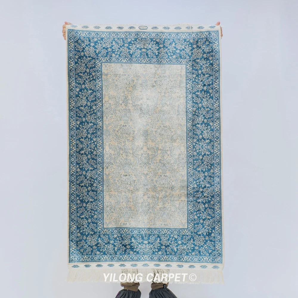 

2.5'x4' Persian Silk Carpet Blue Vantage Exquisite Turkish Tabriz Silk Rug (YWX201A)