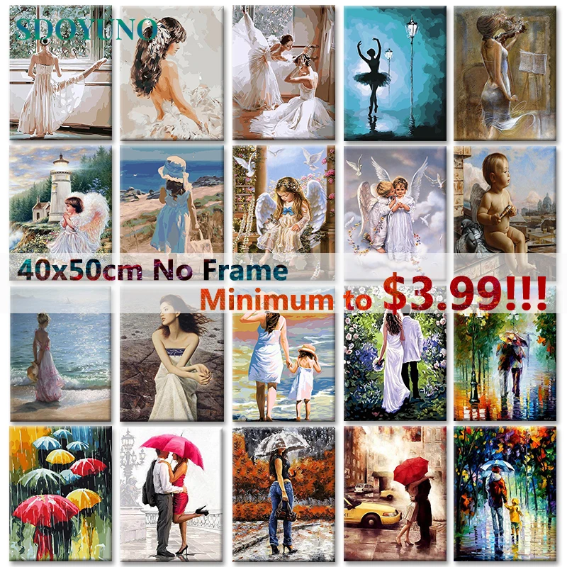 40x50 см Рисунок маслом Painitng на холст картины DIY Цифровая живопись Безрамная
