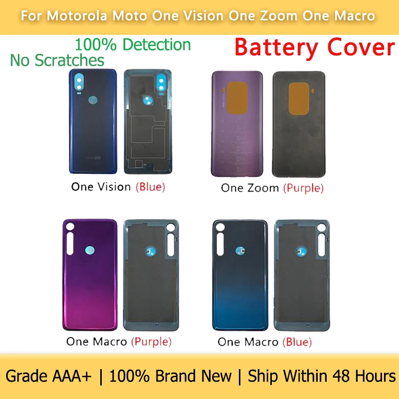 1PCS Rear Battery Cover For Moto One Vision Fusion Zoom Hyper Macro Back Glass Shell Door Housing Case Replacement Brand New | Мобильные
