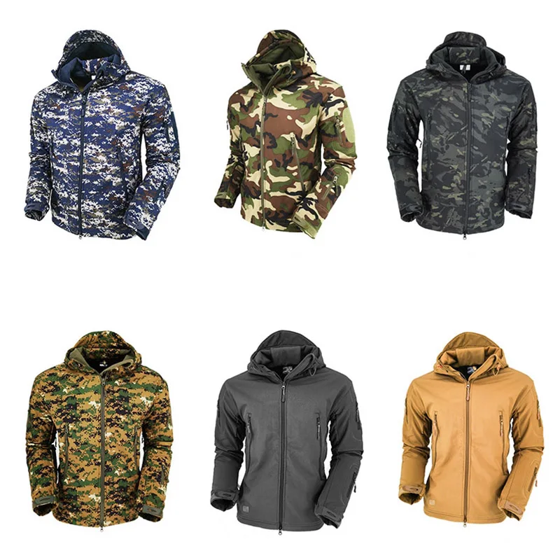 Осенне зимние мужские камуфляжные куртки уличные пальто одежда с флисовой
