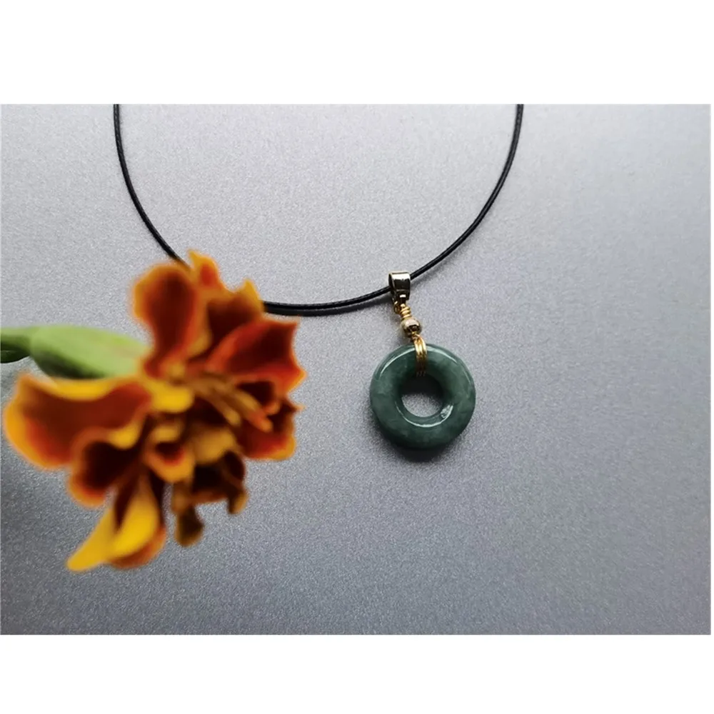 

Natural Jade Peace Button Pendant Jadeite Emerald Necklace Carved Charm Jewellery Fashion Amulet for Men Women Lucky Gifts