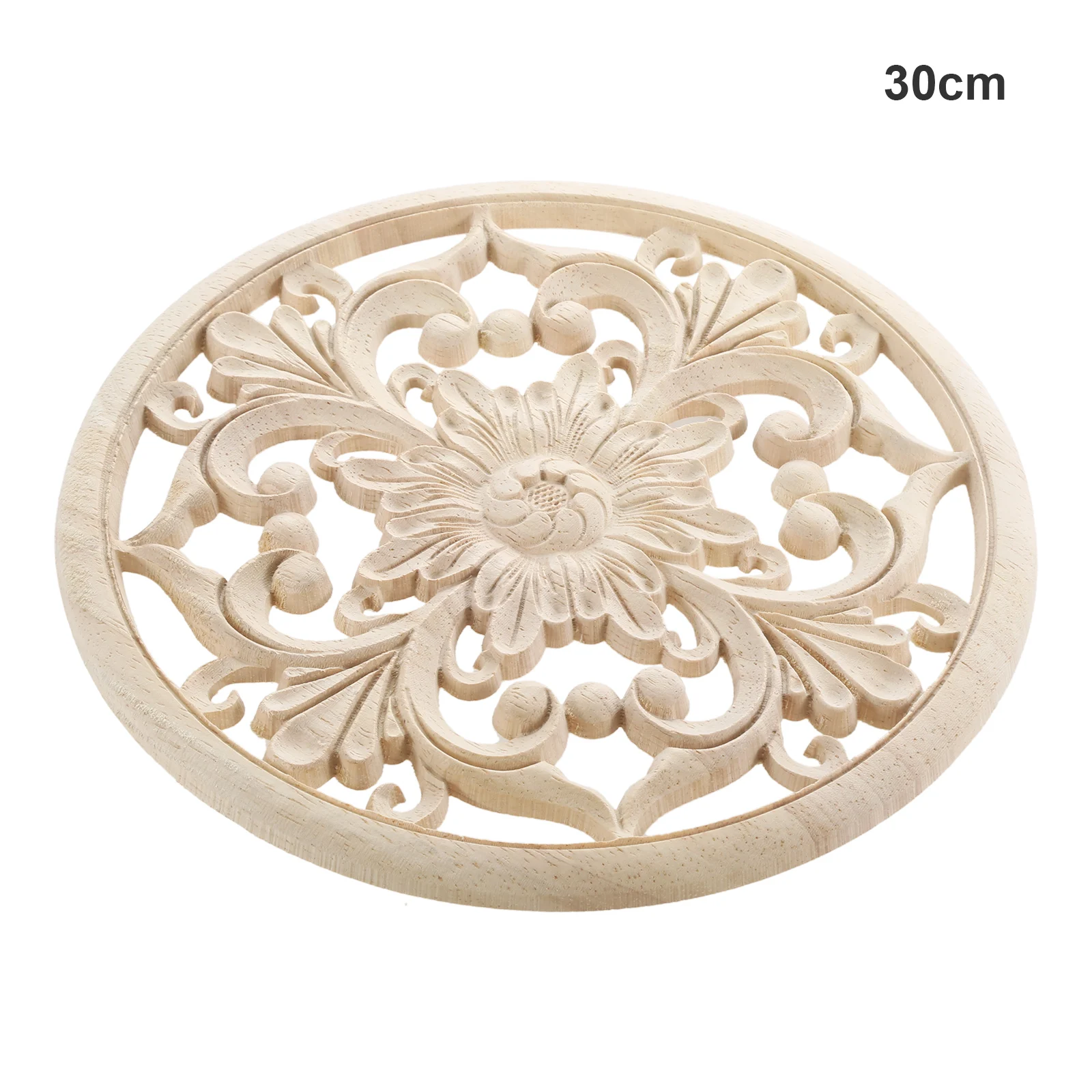 

1 pc vintage décor Round chic floral wood carving decal wall corner sticker frame Wood carved wooden for figurine wall door