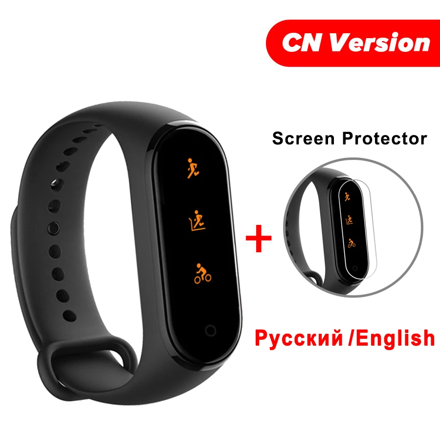 cn version n film Xiaomi Mi-браслет 4 новейший Xiaomi Mi-браслет 4 браслет 3 цвета сердечный ритм фитнес 135 мАч цветной экран Bluetooth 5,0 - Цвет: cn version n film